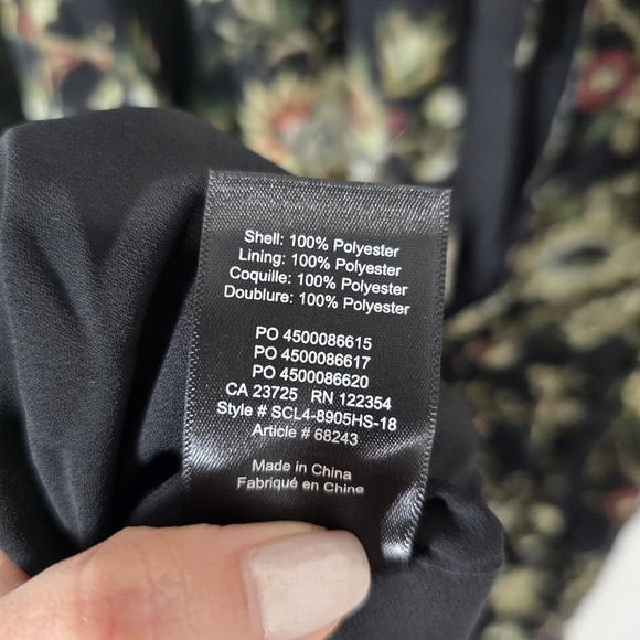 Aritzia WILFRED Lemare Black Floral‎ Chiffon Ruffle Mini Peasant Dress Size M - Picture 12 of 14